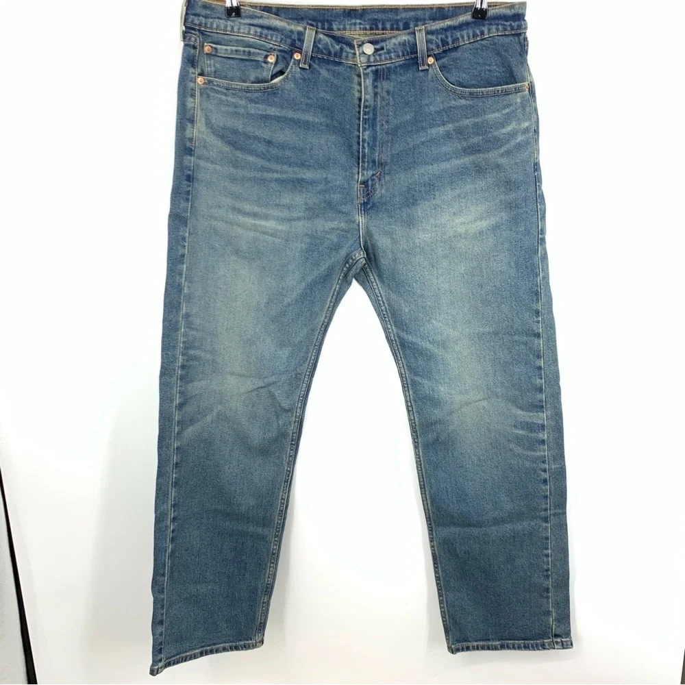 Levis Men Size‎ 38 x 30 Jeans 505 Regular Fit Straight Light Wash Pants Stretch